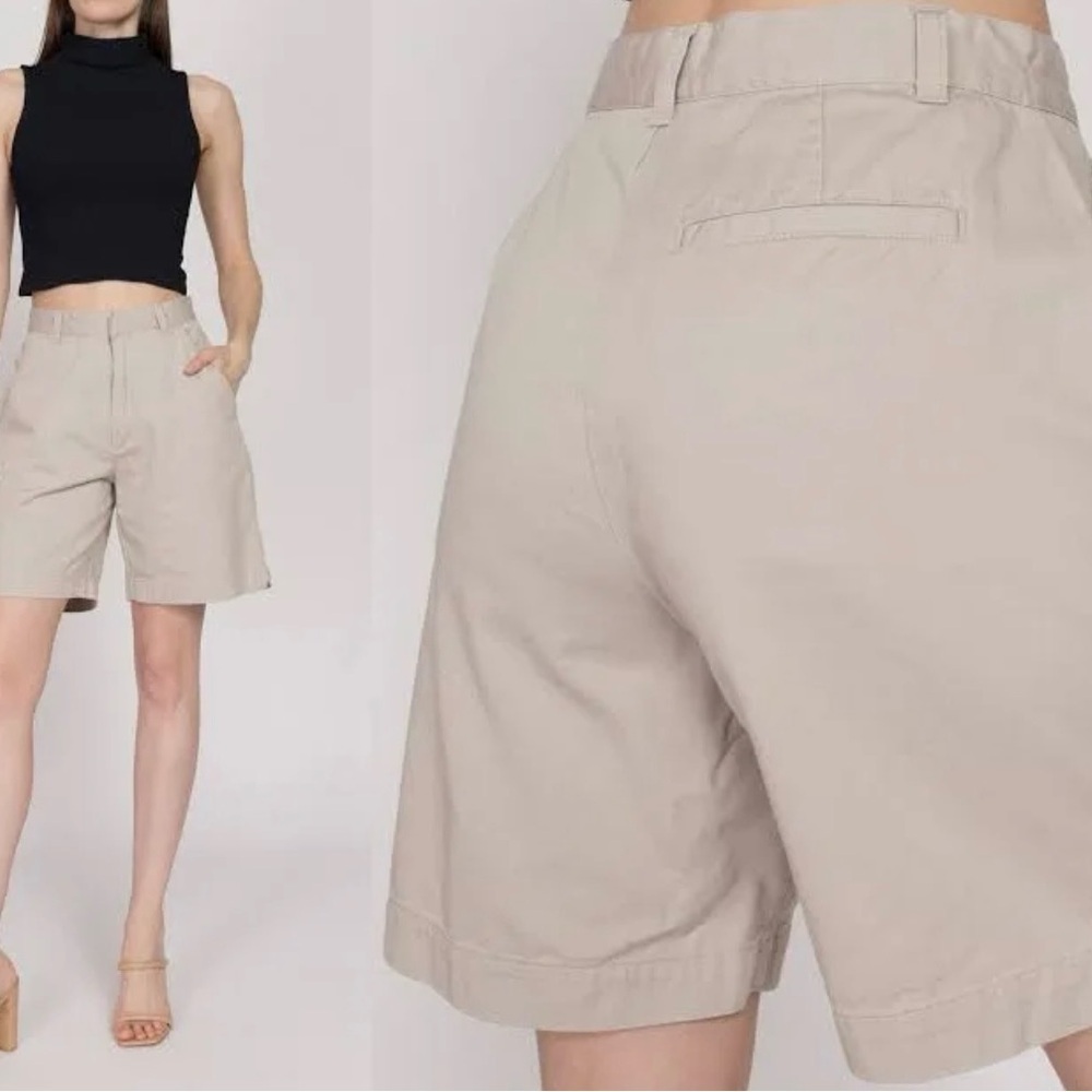 Theory Khaki Shorts: Tan Solid Pattern Size 0